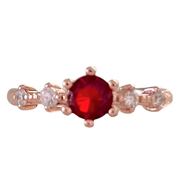 Rose Gold Elegant Red Ruby Stone Ring - Picture 4 of 9